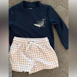 12 Month Baby Boy Swim Trunks and Rash Guard